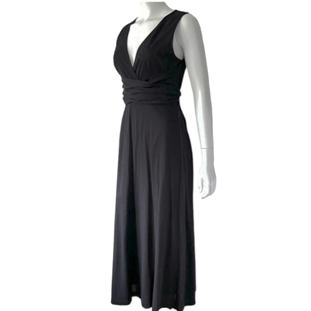 Massimo Dutti V-neck plunge mid-calf dress wrapped belt black size M